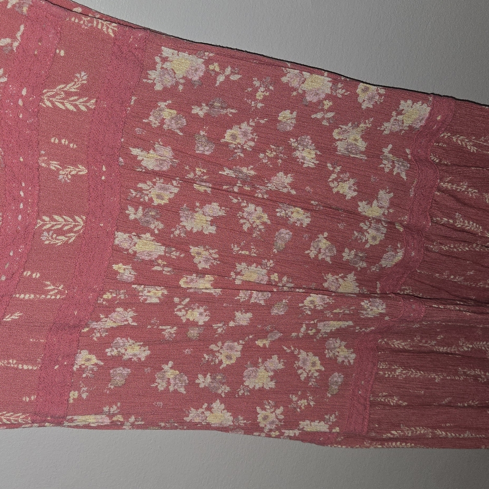 Floral Pink Boho Skirt